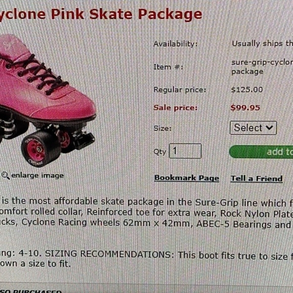 Sure Grip Cyclone Pink Skate - Picture 5 of 5
